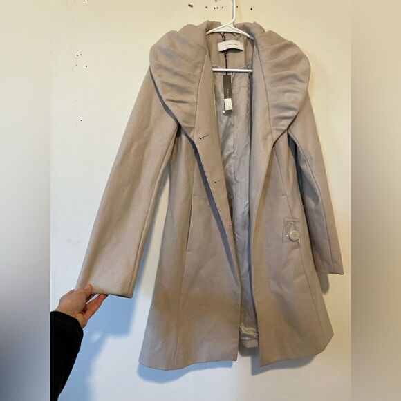 Tahari Abigail Wool Shawl Collar Coat Beige - Picture 5 of 16